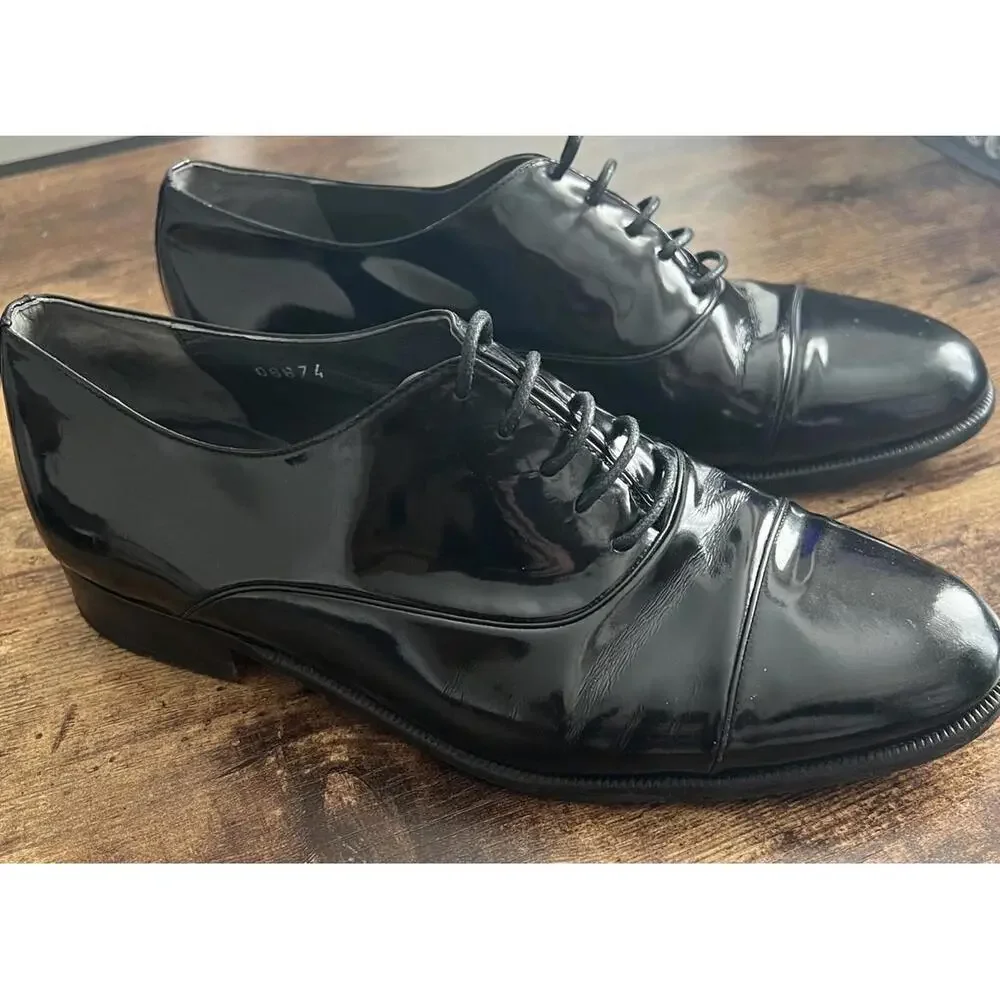 BALLY Men's Black Leather Cap Toe Oxford Dress Shoes Size 6.5/12 - Made in Italy - Picture 4 of 9